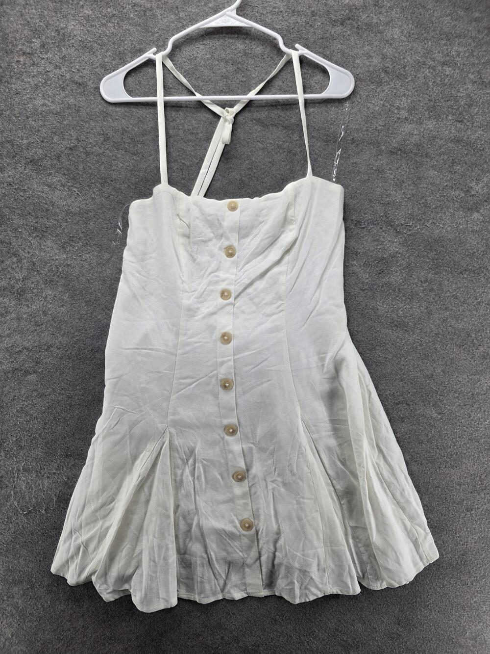 Wild Fable Dress Womens S White Fit & Flare Sundress Square Neck Button Smocked